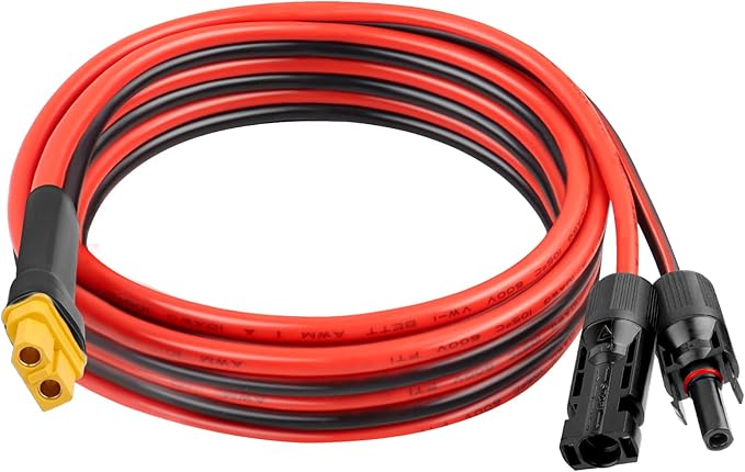 XRDS -RF Solar Connector to XT60 Cable 8FT, 10AWG Solar to XT60 Female Extension Cable, 600V Rated Power Cable for Solar Panels, Batteries, Power Stations – Heavy-Duty High Current Transfer