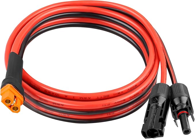 Solar Panel Adapter Cable to XT60i 6FT - 10AWG XT60i Female Solar Cable Tinned Copper Wire with PVC Jacket, XT60i Solar Extension Cable for Power Station and Portable Generator