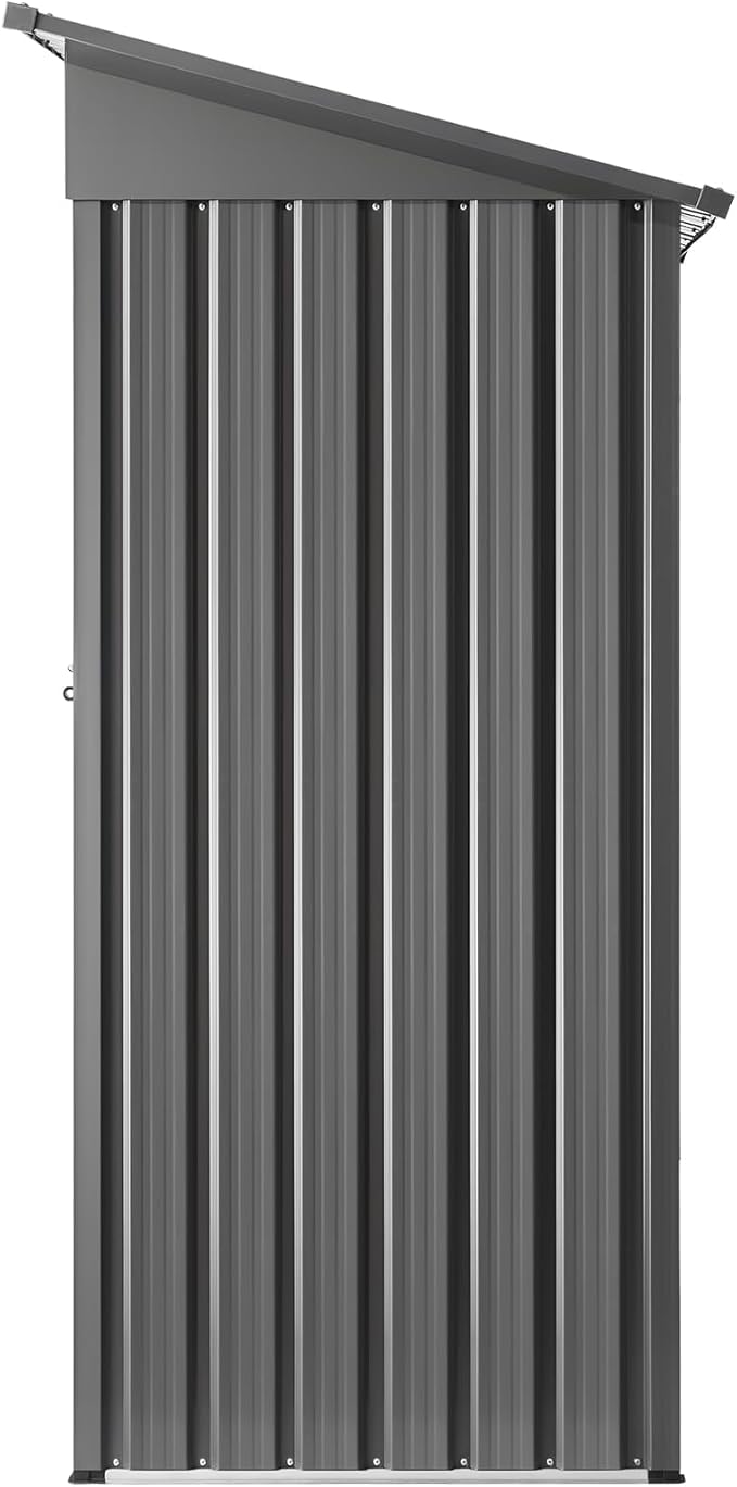 VEVOR 5 x 3 FT Metal Garden Shed, Storage Building with Lockable Door & 2 Louver Vents, Sloped Roof Metal Outdoor Storage Shed, Tool Sheds Outdoor Storage for Backyard, Garden, Patio, Bike, Gray