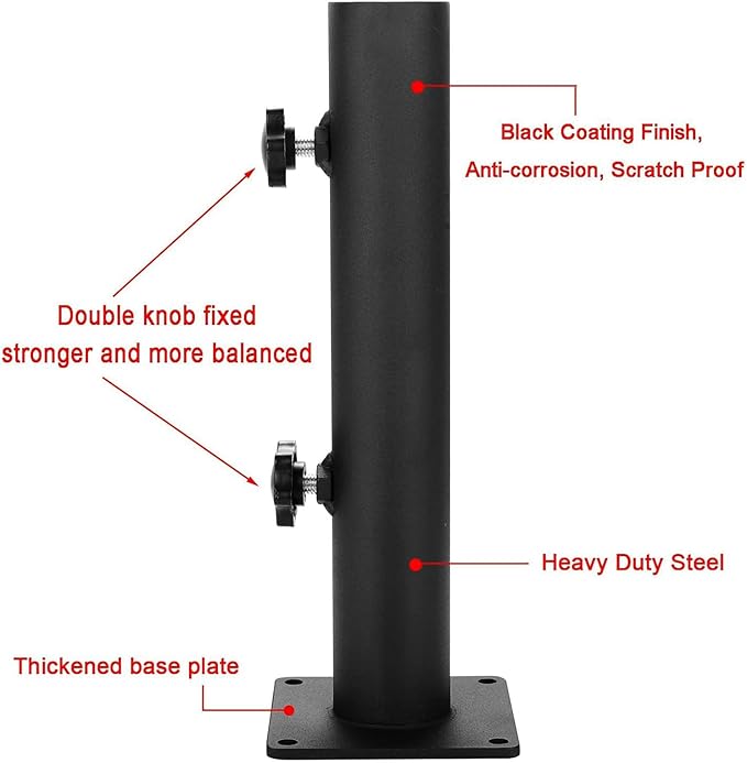 Patio Umbrella Base Heavy Duty Umbrella Holder Outdoor Umbrella Base Stand Mount Double Hand-Turn Knob for Deck,Patio, Dock,Boat,Courtyard Balcony,Garden,Pontoons,Picnic Table