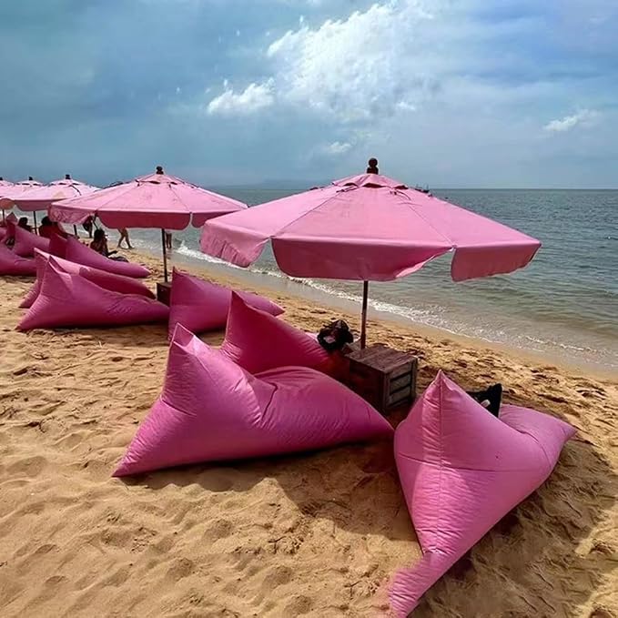 SXBCyan Waterproof Bean Bag Chair Cover（No fillers） Outdoor Oxford Lazy Sofa Giant Triangular Beanbag Pouf Couch Beach Floating Pool Floor Seating Oversized Relaxation Soft Chaise Lounge(Red)