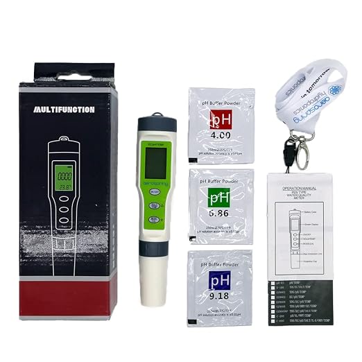 3-in-1 Waterproof Multifunction Digital Meter, Measures Electrical Conductivity (EC), pH and Temperature Functions Specially Designed for Hydroponic Systems