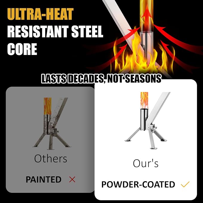 CHARMELEON Stainless Steel Pellet Stove&Wood Pellet Fire Pits for Outside – 51In Wood Pellet Heater–Outdoor Fire Pit for Backyard – Fireplace for Camping Patio Garden Picnic(Glass Tube-39.3In)