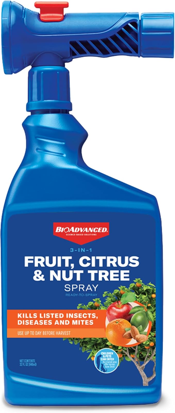 BioAdvanced 3-in-1 Fruit, Citrus & Nut Tree Spray Ready-to-Spray, 32 oz, Fruit Tree Spray