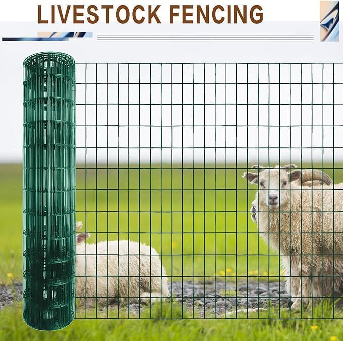 Tongmo 5 ft x 100 ft Green PVC Coated Chicken Welded Wire Fence, 16GA Garden Chicken Wire Fence Roll, Mesh Size 2" x 4" Hardware Cloth, Ideal for Yard Protection and Poultry Netting