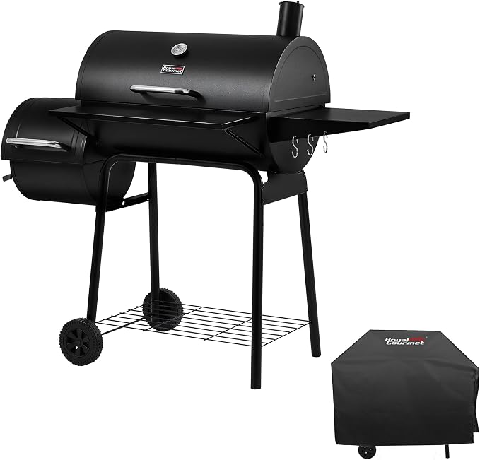 Royal Gourmet CC1830SC Charcoal Grill Offset Smoker with Cover, 823 Square Inches, Black, Perfect for Backyard Cooking, Outdoor Camping