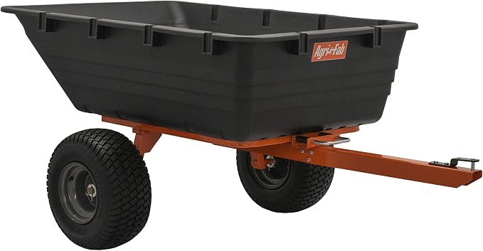 Agri-Fab Tow Behind Poly Dump Swivel Cart for ATV, UTV and Riding Lawn Mowers, 1000 lb Capacity, 17 Cu Ft Utility Trailer