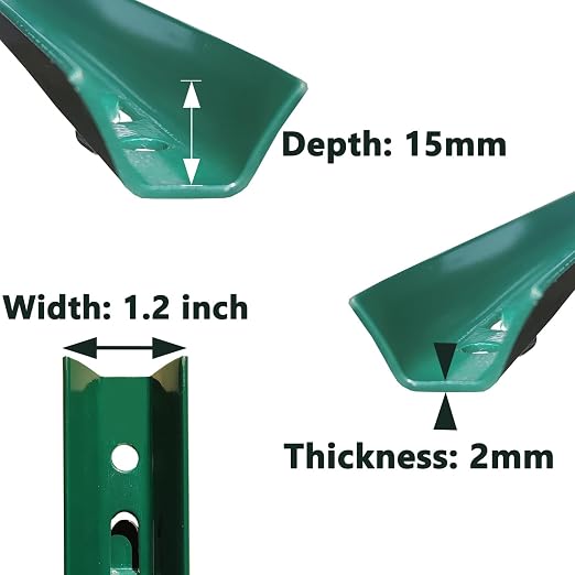 ARIFARO Fence Posts 3 Feet Sturdy Duty Metal Fence Post, Pack of 16, No Dig Garden U Post for Wire Fencing Steel Post for Yard, Outdoor Wire