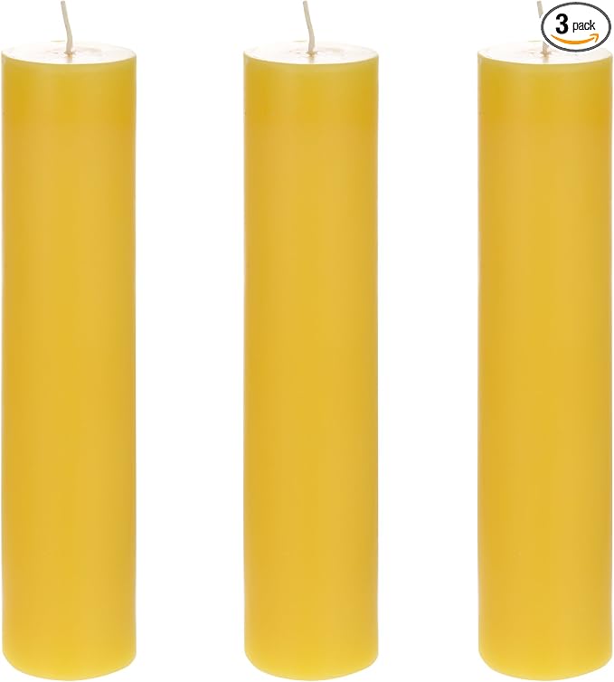 Mega Candles 3 pcs Scented Solid Citronella Pillar Candles, Hand Poured Wax Candle 2 Inch x 9 Inch, Indoor & Outdoor Use, Camping, Festivities, Events, Party Usage, Patio, Barbecue BBQ, Picnics