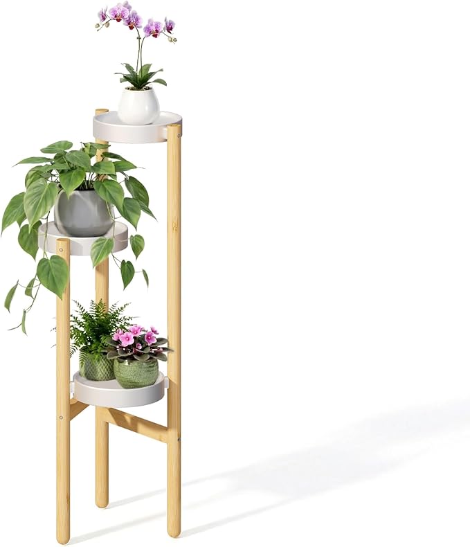 APRTAT Plant Stand Indoor, 3 Tier Bamboo Plant Stands Corner Plant Stand for Multiple Plants, Tall Plant Shelf Plant Holders for Indoor, Outdoor, Corner, Living Room, Balcony, and Bedroom