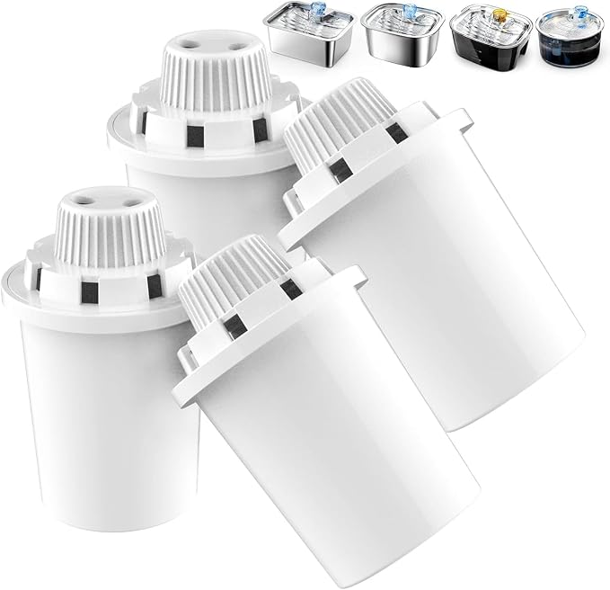 Replacement Filter for Lesotc Lage Dog Water Fountain, 4 Pack Water Filter for Stainless Steel Pet Fountain for Large Dogs- Vertical Filtration for D2223,D2322,D2341,D2419 Lasts Two Months