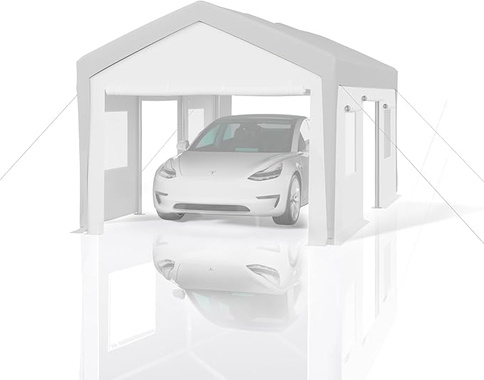 13x20 FT Carport Replacement Canopy Cover,Heavy-Duty Carport, Portable Garage 220g PE Tarp, Waterproof & UV Protected Outdoor Shelter for Car, Boat, Truck, Motorcycle(Cover ONLY, Frame NOT Included)