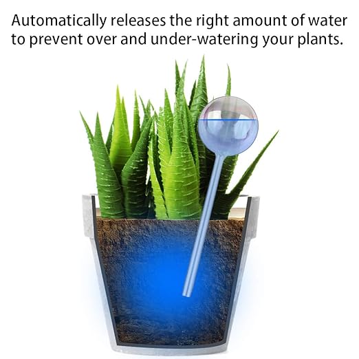 Tomorotec [2 PCS] Light Iridescent Rainbow Gradient Color Clear Glass Self-Watering System Spikes, Automatic Plant Waterer Bulbs