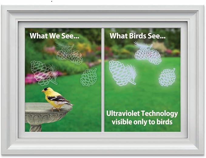 WindowAlert Pinecone Anti-Collision Decal - UV-Reflective Window Decal to Protect Wild Birds from Glass Collisions - Made in The USA