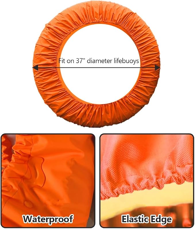 Boat Ring Life Buoy Cover - Swimming Pool Lifebuoy Protective Sleeves from Scuffs & Scratches Accessories, 37" Diameter