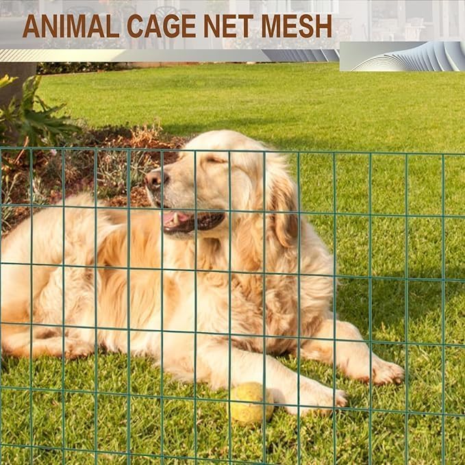 Tongmo 5 ft x 100 ft Green PVC Coated Chicken Welded Wire Fence, 16GA Garden Chicken Wire Fence Roll, Mesh Size 2" x 4" Hardware Cloth, Ideal for Yard Protection and Poultry Netting