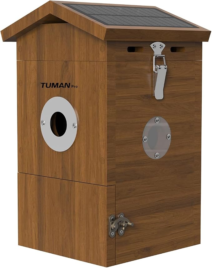 Smart Solar Powered WiFi Camera Birdhouse AI Bird Recognition | App Control Watch Bird Nesting Hatching in Real Time,IP65 Waterproof Teak Birdhouse