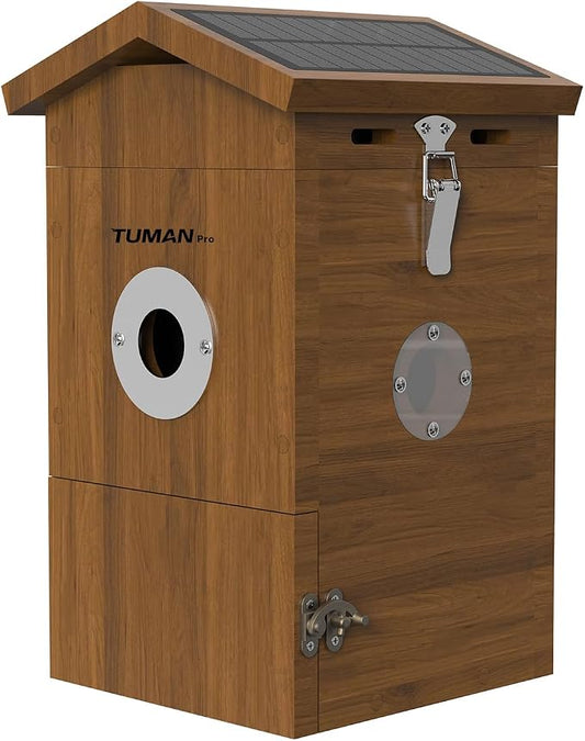 Smart Solar Powered WiFi Camera Birdhouse AI Bird Recognition | App Control Watch Bird Nesting Hatching in Real Time,IP65 Waterproof Teak Birdhouse