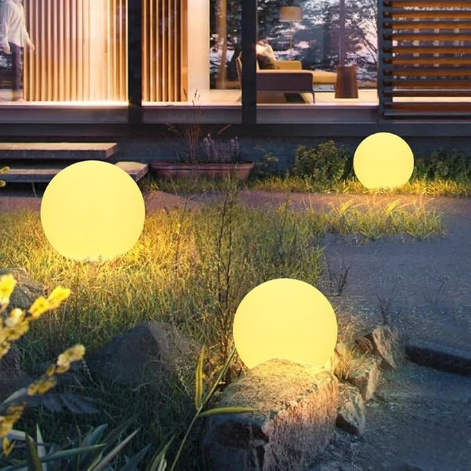 10 inch Solar Globe Light Outdoor Waterproof, Dimmable 16 Colors RGB Solar Balls for Garden w/Remote, Glowing Orb Light for Outside w/Ground Stake, Globe Floor Mood Lamp for Home Patio Yard Lawn Party