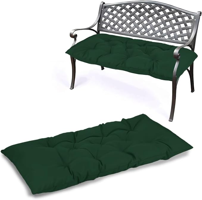 Yddsky 59 inch Indoor/Outdoor Bench Cushion, Swing Cushion,2/3 seat Thick Outdoor Garden Bench Seat Cushion Backrest Waterproof Bench Pad (59 X 19.13 in,Dark Green)