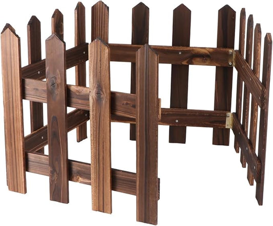 DOITOOL Wooden Picket Fence Garden Border, Decorative Garden Fence Animal Barrier Landscape Fencing Border for Dogs, Flower Bed, Yard and Patio Outdoor Decor (Total Length: 120cm, Height: 30cm)