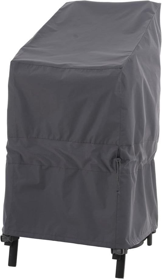 WJ-X3 Stackable Patio Chair Cover, Heavy Duty, Wind Resistant and Waterproof Outdoor Lawn Chair Covers, 28W x 36D x 45H, (4-6 Stacked Chairs), Grey,1-Pack
