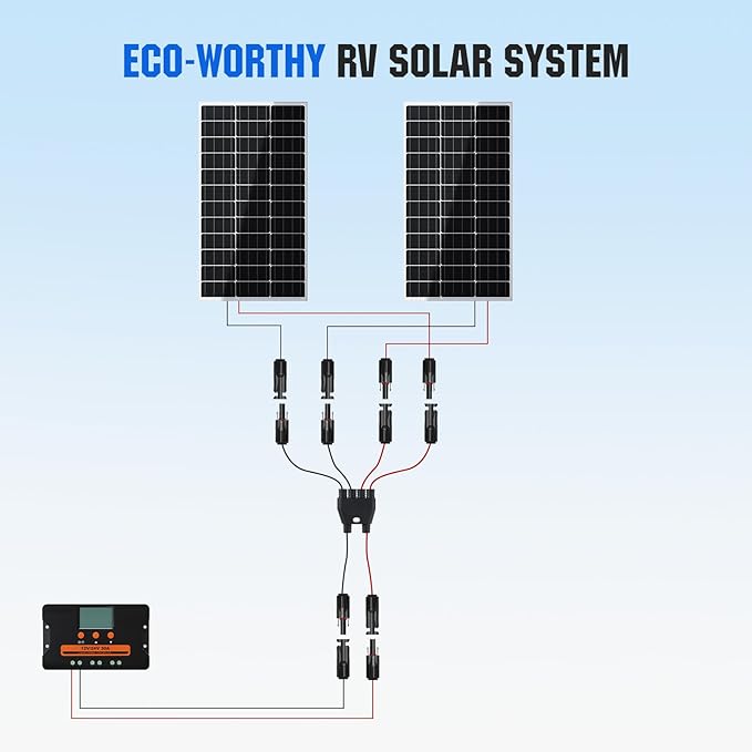 ECO-WORTHY Integrated Solar Connector 2-4 Y Branch Parallel PV Adapter Cable Wire Plug Tool Kit for Solar Panel(M/FF+F/MM)