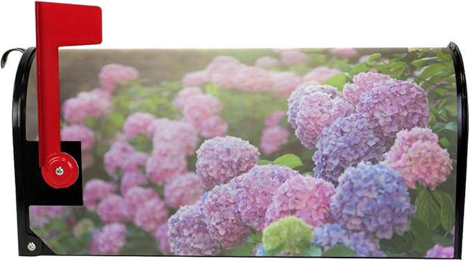 ZZKKO Magnetic Mailbox Covers Colorful Hydrangea Letter Box Cover Colorful Painting Garden Outdoor Decorations,20.8x18 Inch Standard Size,Multicolor