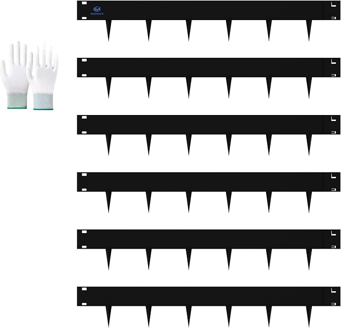 20ft. Galvanized Steel Landscape Edging, 6 Pack Metal Lawn Edging with a Pair of Gloves, Steel Landscape Edging for Fence, Yard Pathway, Flower Beds (Black，40" L x 6" H Each)
