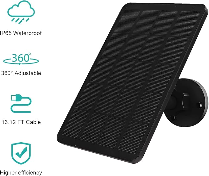 Solar Panel for Blink Camera, 4W Solar Panel Compatible with Blink Outdoor 3 (3rd Gen), XT XT2 Camera, Solar Charger for Camera with Adjustable Mount, 13.12ft Charge Cable, IP65 Waterproof, 2 Pack