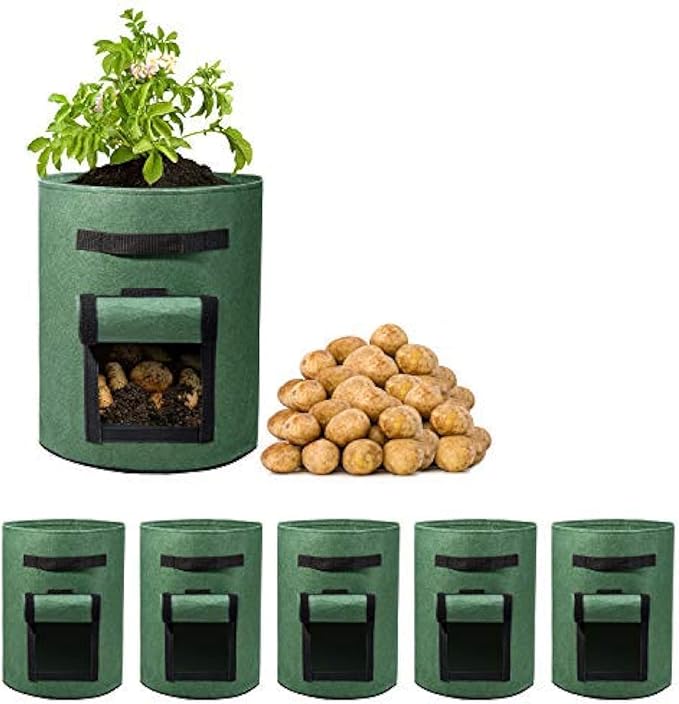 Delxo 5 Gallon & 7 Gallon Grow Bags for Planting, Fabric Pots Plants Growing Bags with Handles Heavy Duty Aeration Thickened Nonwoven