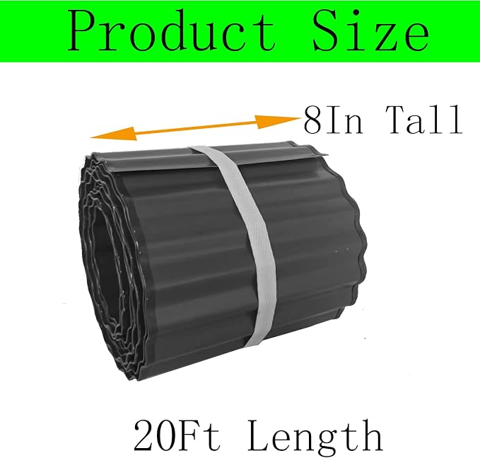 Metal Landscape Edging Border,8 inch × 20 feet Corrugated Garden Edging for Flower Bed,Lawn (8 Inch × 20FT)
