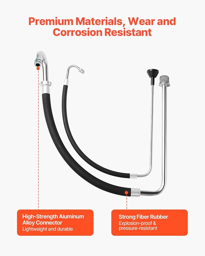 VEVOR Suction Hose Tube and Reflux Line Sets, Aluminum Alloy an Rubber Suction Hose and Reflux Line Set, Paint Sprayers Tool Part, Compatible with Multiple Airless Spraying/Line Painting Machine