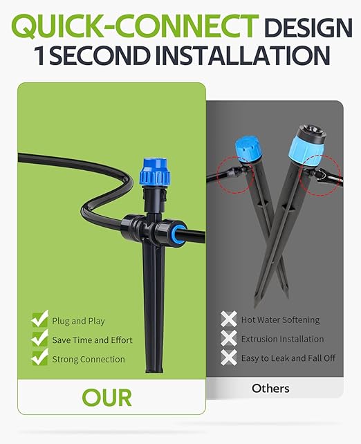 HIRALIY 59FT Greenhouse Misting Drip Irrigation Kit with Water Timer, Quick Connector Design Garden Watering System, Automatic Irrigation System with Tubing, Nozzles for Hanging Plants, Raised Bed