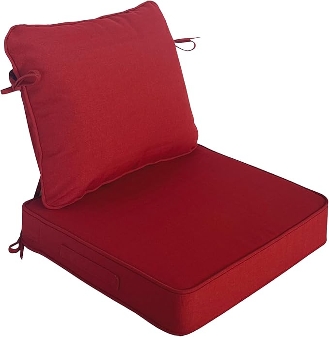 Goodgoods 19"x19" Outdoor Universal Cushion Set of 1 Water-Proof Stain-Resistant UV Resistant Weather Resistant High Resilience Foam Patio Cushions with Handles & Ties Chili