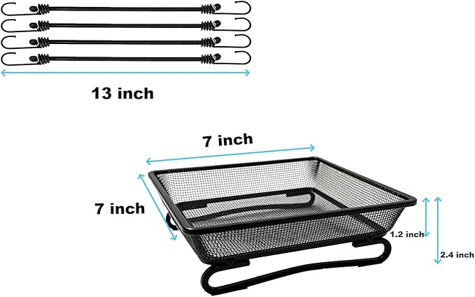 2 Pcs Deck Railing Bird Feeder, Tray for Balcony7×7×2 Inches, with 4 Elastic Cords and Ground Netting, Suitable for Outdoor Areas Such as Backyards and Gardens.