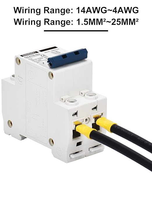 DIHOOL DC Circuit Breaker,50A 2 Pole,12V to 240 Volt Solar Disconnect Switch,DIN Rail Mount