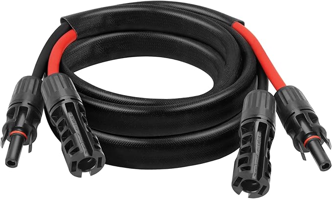 8AWG Solar Cable - 5FT Solar Panel Extension Cord 8 Gauge PV Wire with Flame Retardant Protective Sleeving Female & Male Waterproof Connector for RV, Photovoltaic Systems, Solar Panels (5 Feet)