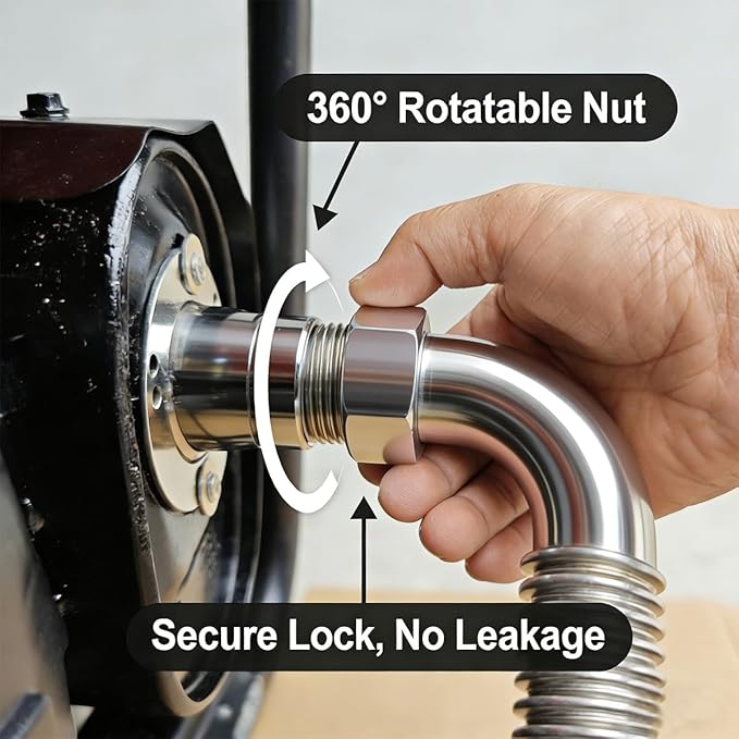 Stainless Steel Generator Exhaust Extension Kit – Anti-Falling Threaded Design, Noise Reduction, Easy Install, Compatible with Most Portable Generators