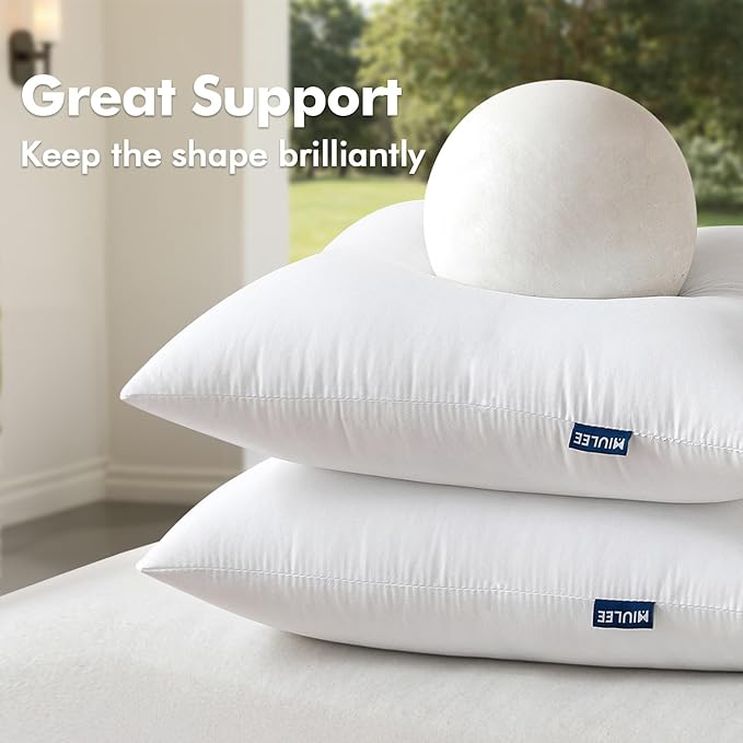 MIULEE Pack of 2 14x20 Outdoor Pillow Inserts, Outdoor Throw Pillows Water-Resistant Decorative Premium Lumbar Pillow Stuffer Sham for Porch Swing Couch Sofa Cushion Patio Furniture