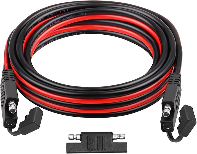 XRDS -RF SAE Extension Cable 12FT–Heavy Duty 10AWG Tinned Copper Wire with SAE Battery Cable Terminal Connectors for Automotive, RV, Marine, and Solar Applications.