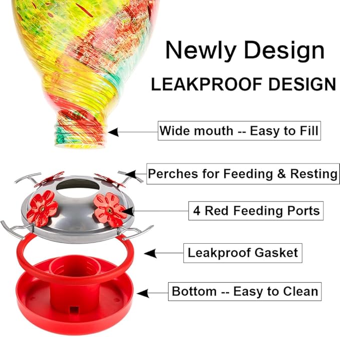 6 Pack Hummingbird Feeder Bottom Replacement Parts Base Set Includes Feeder Base, 1 Pcs Replacement Seal Rings, 2 PCS Moat Hook and 2 Pcs Brushes