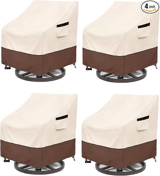 Patio Swivel Chair Cover 4 Pack,Waterproof Heavy Duty Patio Chair Covers,Swivel Chair Cover for Outdoor Furniture Covers Waterproof(35 W x 37 D x 36 H inches),Beige&Brown