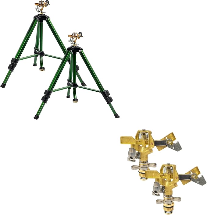Hourleey Impact Sprinkler on Tripod Base + Water Sprinkler Head