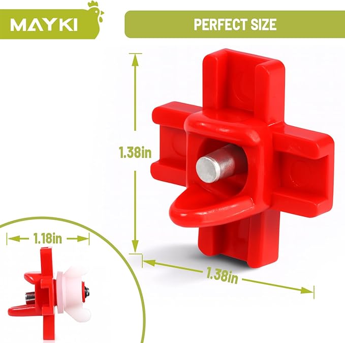 MAYKI Chicken Waterer Nipples, 4-Pack Horizontal Chicken Water Nipples, Leakproof Poultry Watering System for Buckets, Barrels & DIY Setups, for MAYKI Waterer Set, Water-Saving Design