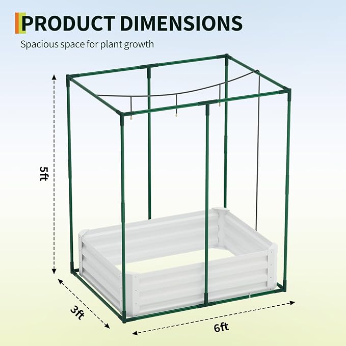 Garvee 72"x36"x12" Raised Garden Bed Kit with Shade Cloth & Irrigation, 3-in-1 Metal Planter Box with Insect Mesh & Drip System, Self-Watering Outdoor Galvanized Raised Bed for Vegetables Flowers