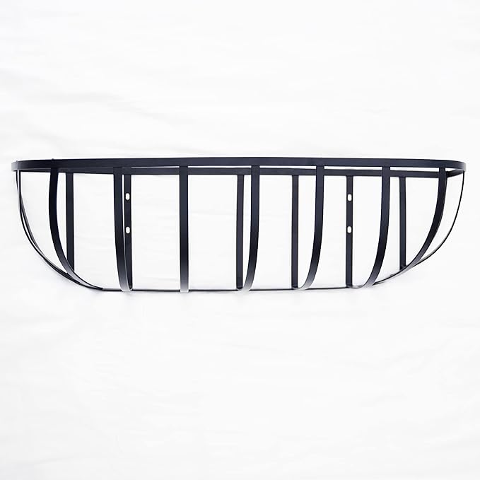 2 Packs Planter Box for Deck Railing 24" Black Metal Hanging Planter Basket with Coco Coir Liner Metal Window Planter Plant Holder Flower Pots