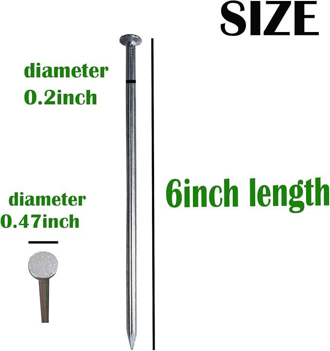 Landscape Stakes,Metal Galvanized Landscape Spikes for Artificial Turf,Tent Spikes,Paver Edging (100, 6 in)