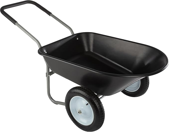 Wheelbarrow - 2-Wheel Garden Cart with 300lb Weight Capacity and Padded Handle - Wheelbarrows for Landscaping and Lawn Care by Pure Garden (Black)