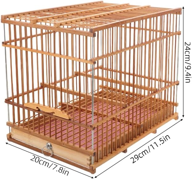 Totority Bamboo Woven Small Bird Cage - Portable Lightweight Travel Carrier for Finch, Canary & Parakeet - Handmade Vintage-Style Pet House for Outdoor & Indoor Use - Light Brown,11. 6" X 9. 4" X 7.